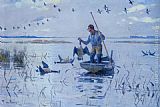 Geese Paintings - Retrieving Geese by Frank Weston Benson